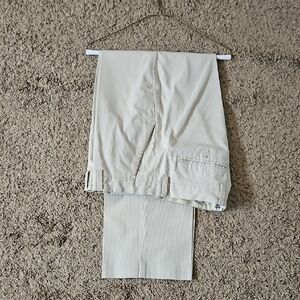 Cream Dress Pants with Relaxed Fit and Straight Legs